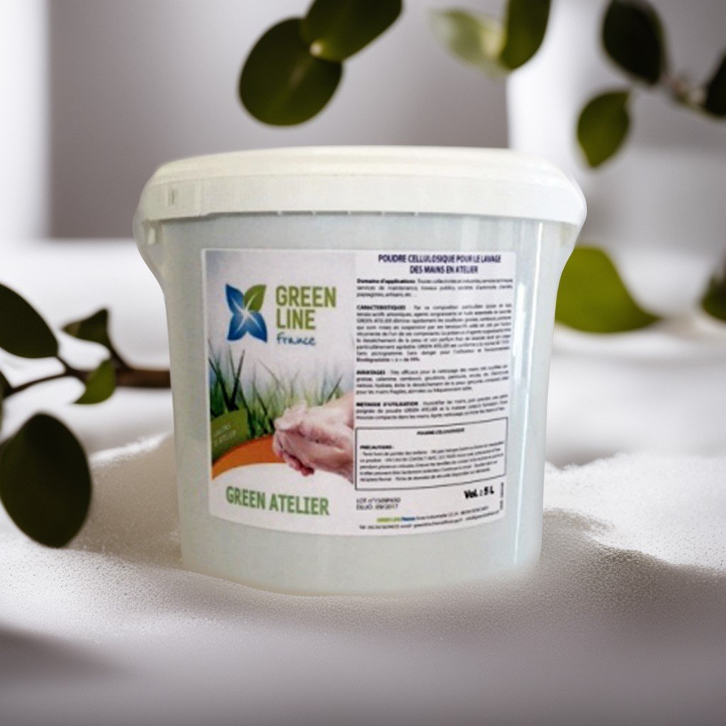 GREEN ATELIER 5L – POUDRE CELLULOSIQUE POUR LE LAVAGE DES MAINS EN ATELIER