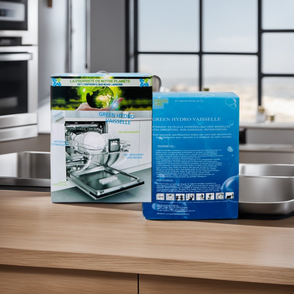 GREEN HYDRO VAISSELLE 4X60 LINGETTES – DÉTERGENT EN FEUILLE HYDROSOLUBLE LAVE-VAISSELLE ULTRA CONCENTRÉE, NON AGRESSIVE, ANTI OXYDATION