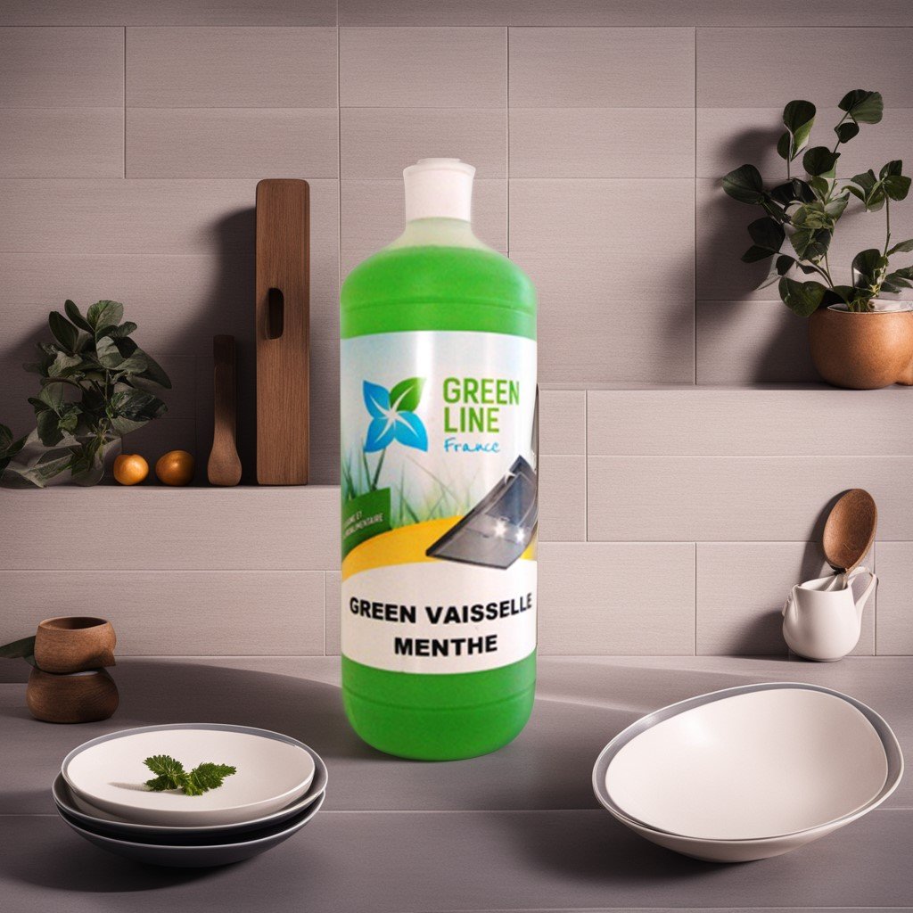 GREEN VAISSELLE 1L – PRODUIT VAISSELLE PROFESSIONNEL PARFUM MENTHE AGRÉE CONTACT ALIMENTAIRE